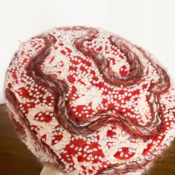 Vintage Evelyn Varon Textured Geometric Print  Pill Box Hat - Picture 5 of 8